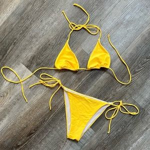 Shein string bikini, bright yellow, never worn!! Size L both
